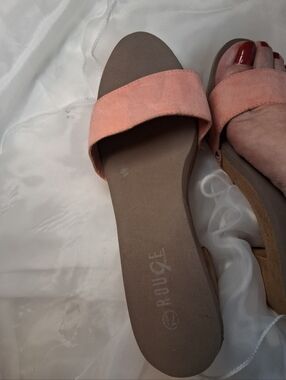 Women's Ladies Rouge Helium Coral Suede Slide Sandals Preloved